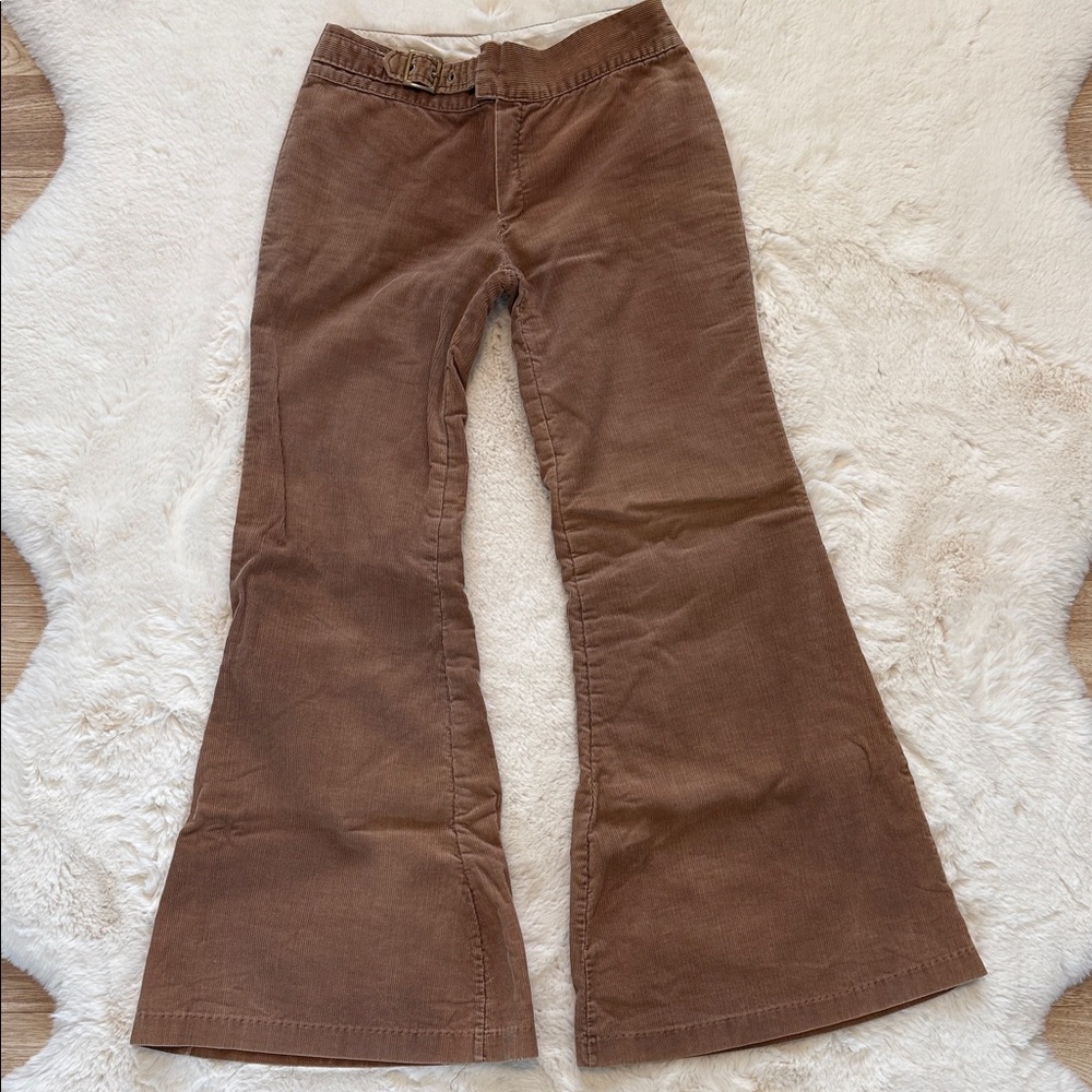 Super Groovy Authentic Vintage 70s Hippie Boho Tan Corduroy Wideleg Flares